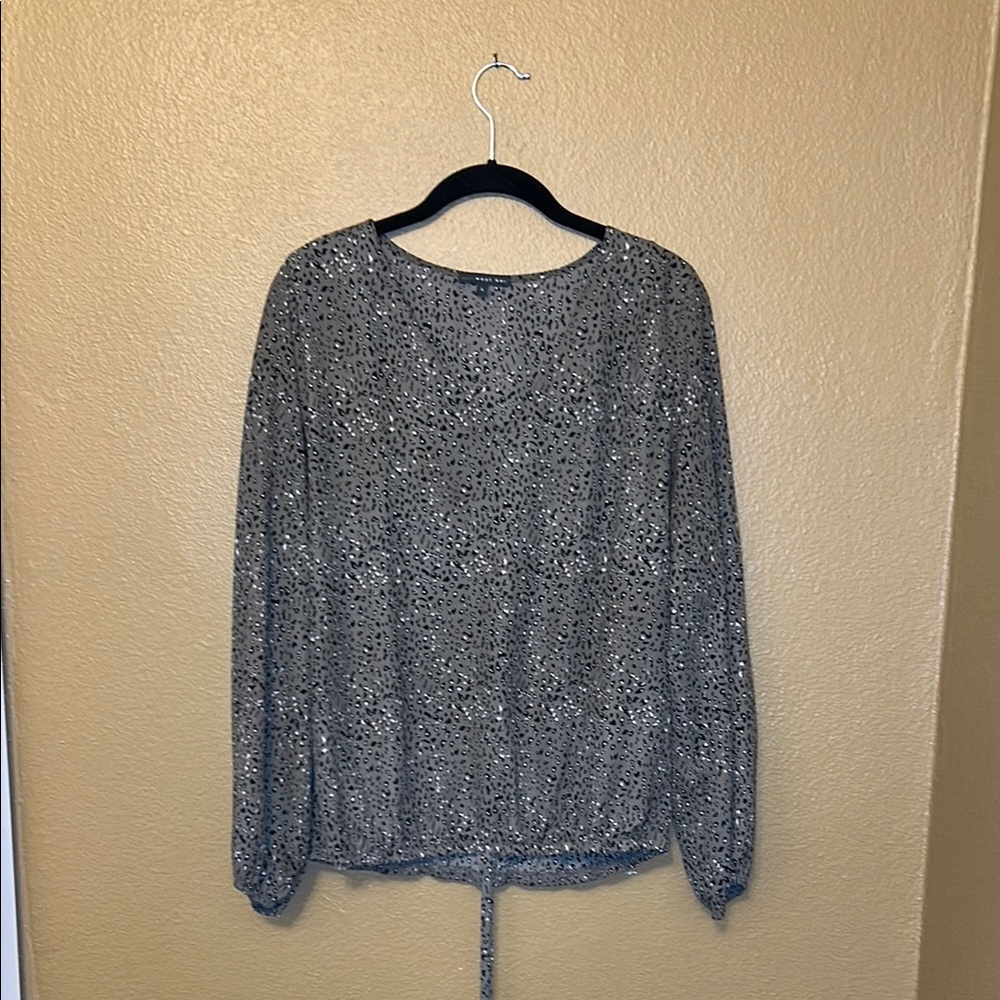 West Kei Green Long Sleeve Tie Front Blouse